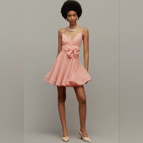 Mac Duggal Sleeveless V-Neck Bow Mini Dress Sz 0 NWOT - Picture 3 of 12